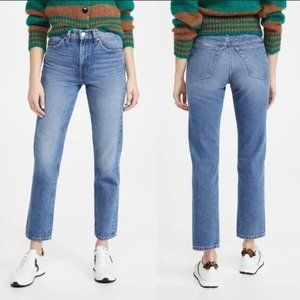 Re/Done High Rise 70s medium wash indigo stone Straight Jeans size 27